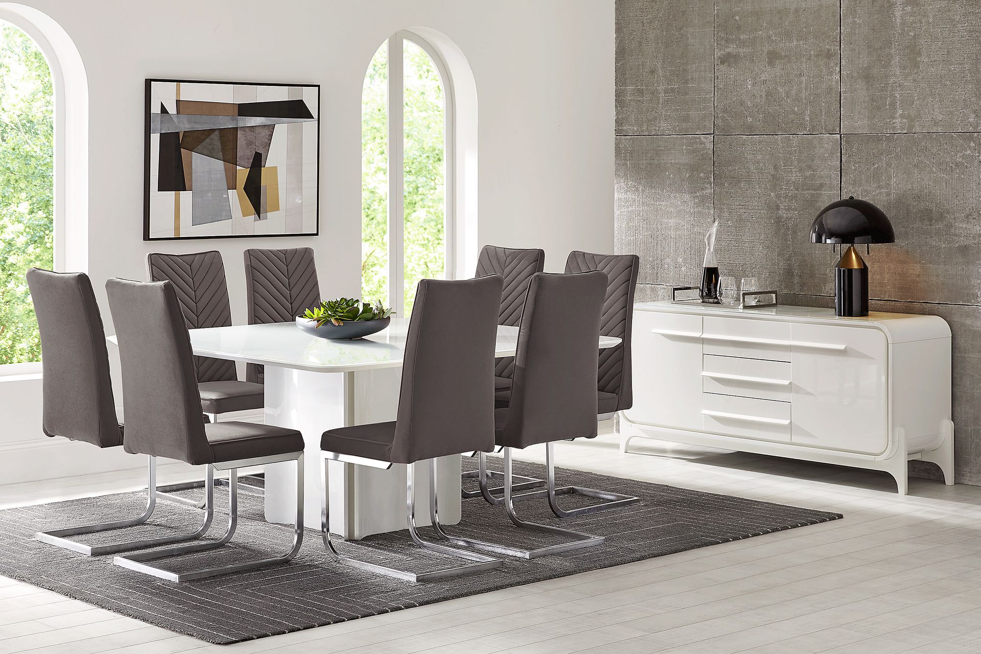 Tobian White 5 Pc Dining Room with Waycroft Side Chairs - Image 1