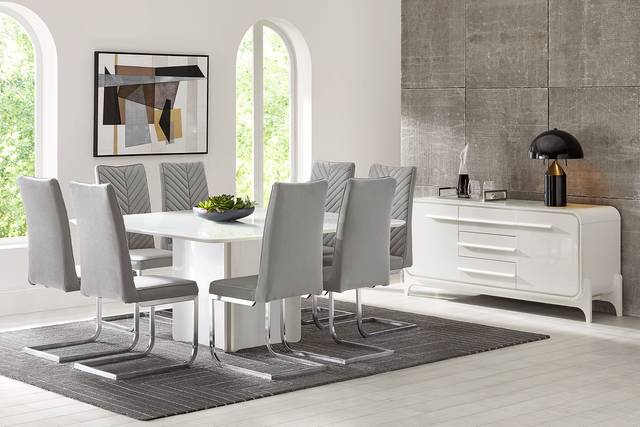 Tobian White 5 Pc Dining Room with Waycroft Side Chairs - Thumbnail - Image 1