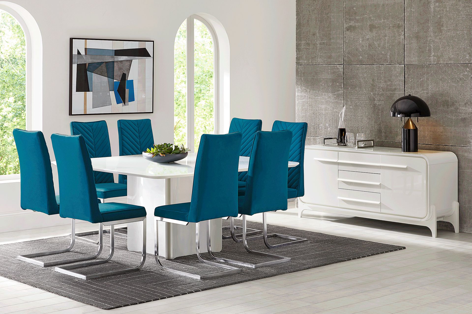 Tobian White 5 Pc Dining Room with Waycroft Side Chairs - Image 1