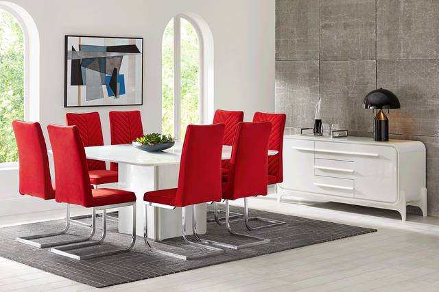 Tobian White 5 Pc Dining Room with Waycroft Side Chairs - Thumbnail - Image 1