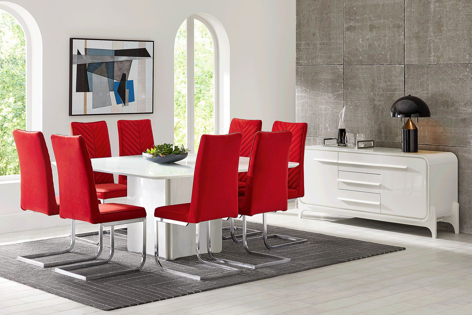 Tobian White 5 Pc Dining Room with Waycroft Side Chairs - Image 1