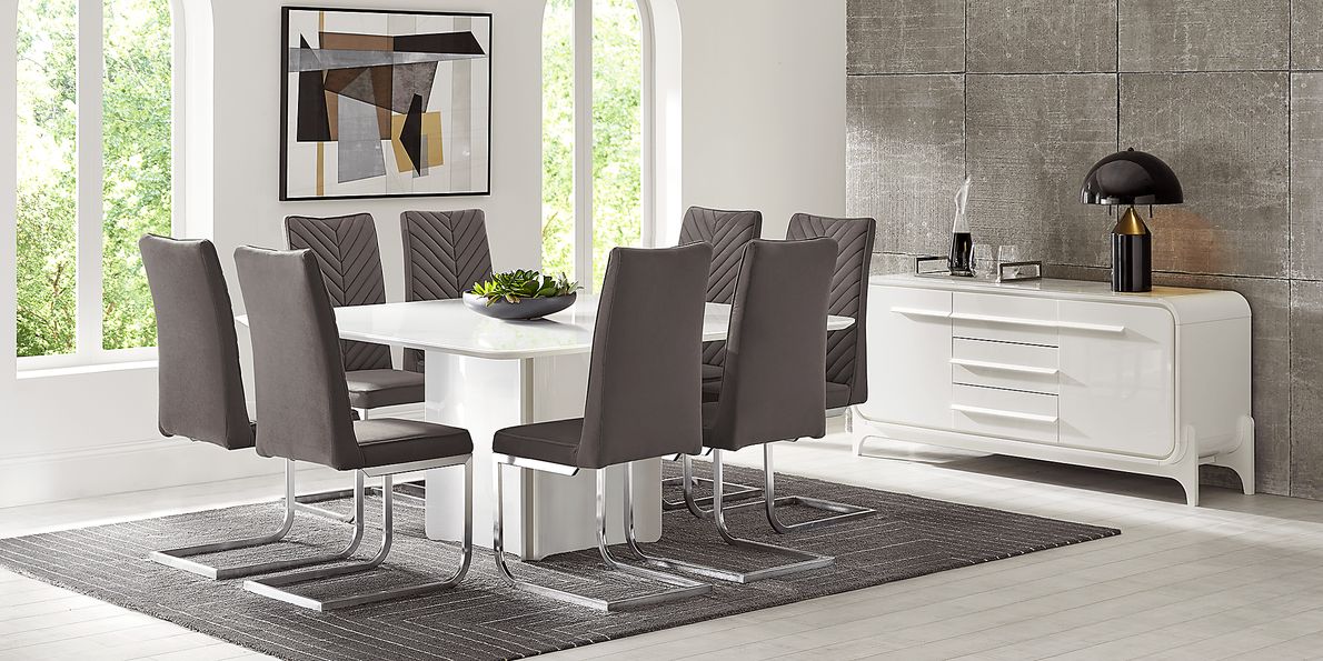 Tobian White 9 Pc Dining Room w/ Waycroft Side Chairs