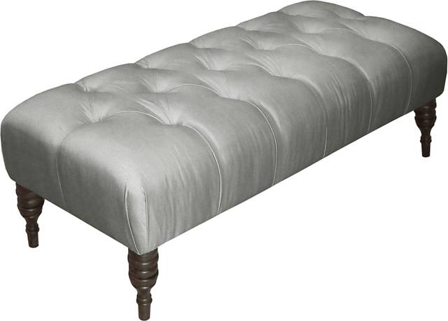 Tocarra Silver Tufted Bench - Thumbnail - Image 1