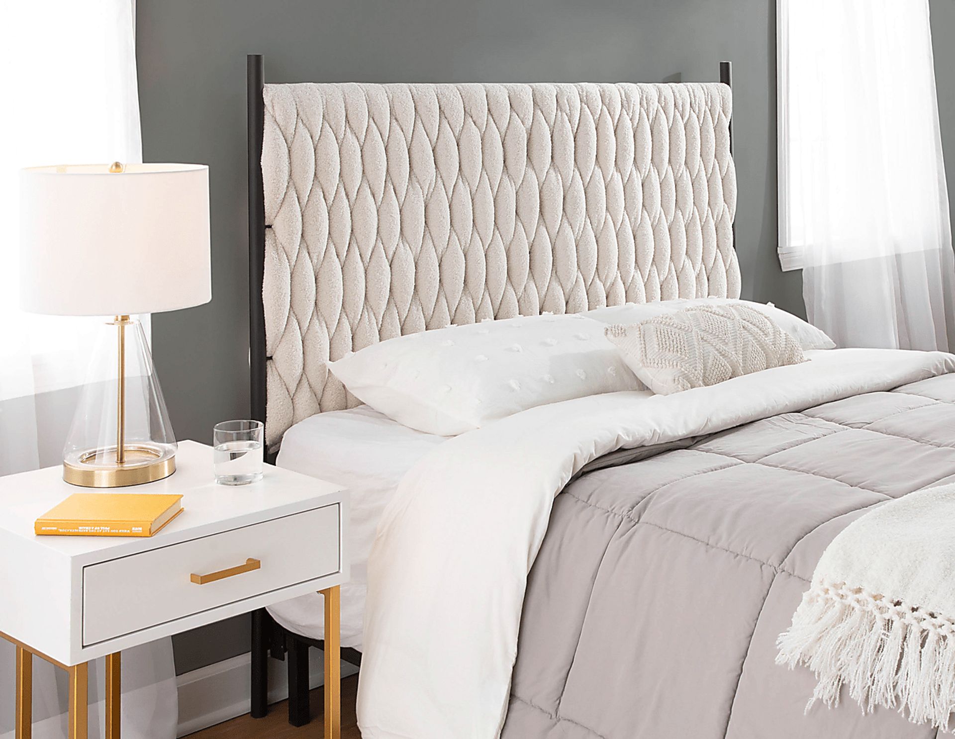 Tockington Cream Sherpa Queen Headboard - Image 7