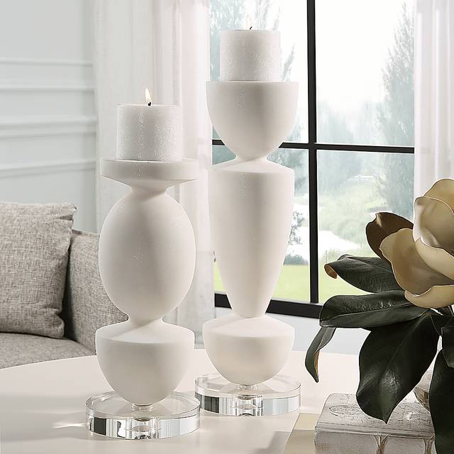 Toland White Candle Holder, Set of 2 - Thumbnail - Image 2