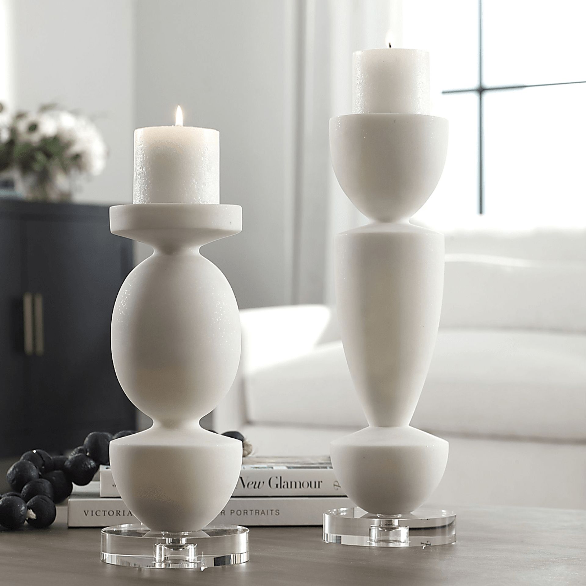 Toland White Candle Holder, Set of 2 - Image 3