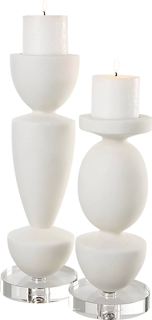 Toland White Candle Holder, Set of 2 - Thumbnail - Image 1