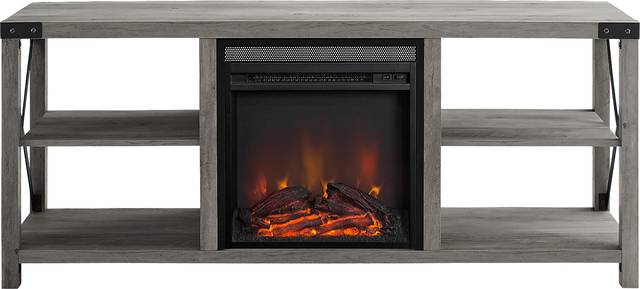 Tomanet Gray 60 in. Console With Electric Fireplace - Thumbnail - Image 2