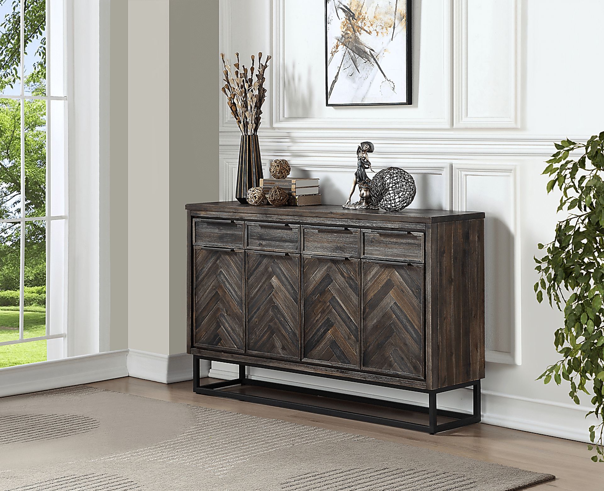 Torbay Gray 4 Door 4 Drawer Credenza - Image 4