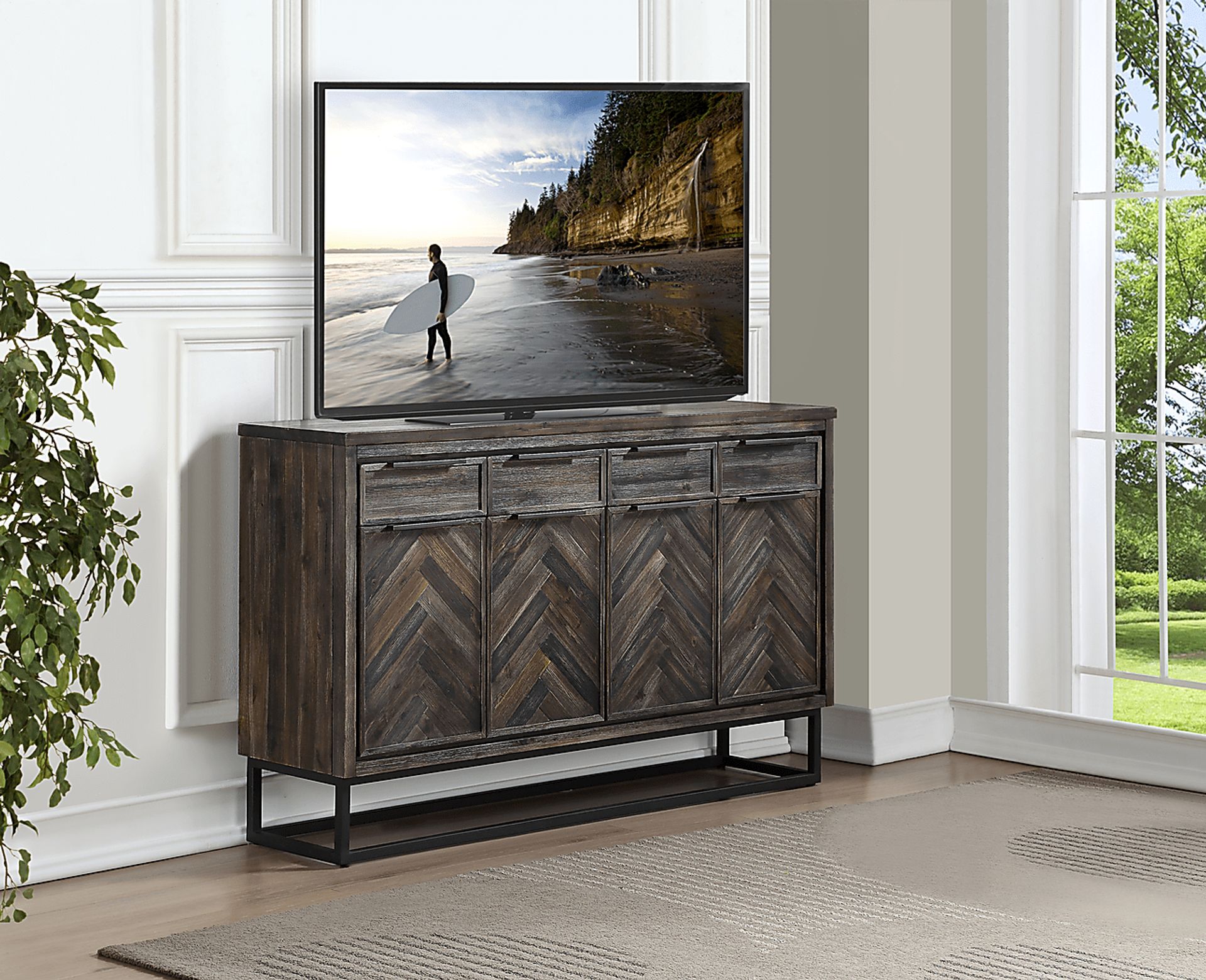 Torbay Gray 4 Door 4 Drawer Credenza - Image 5