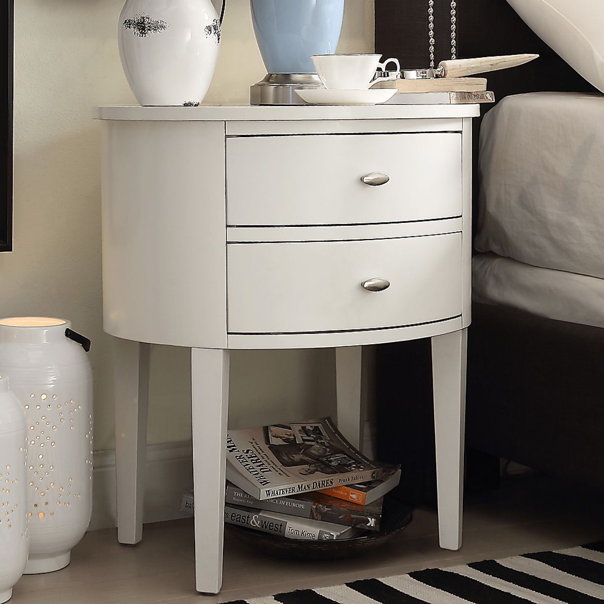 Torey White Accent Table