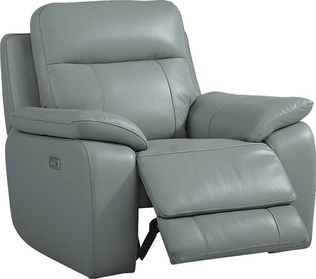 Torini Blue Leather Power Recliner - Thumbnail - Image 2