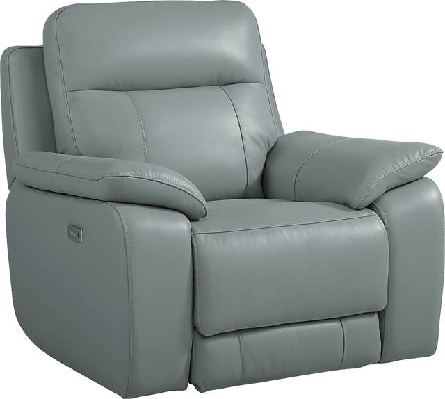 Torini Blue Leather Power Recliner - Thumbnail - Image 1