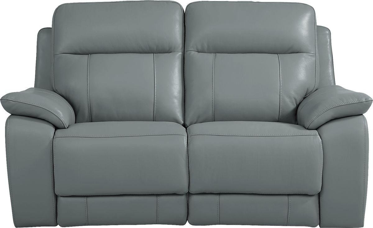 Torini Blue Leather NonPower Reclining Loveseat Rooms to Go
