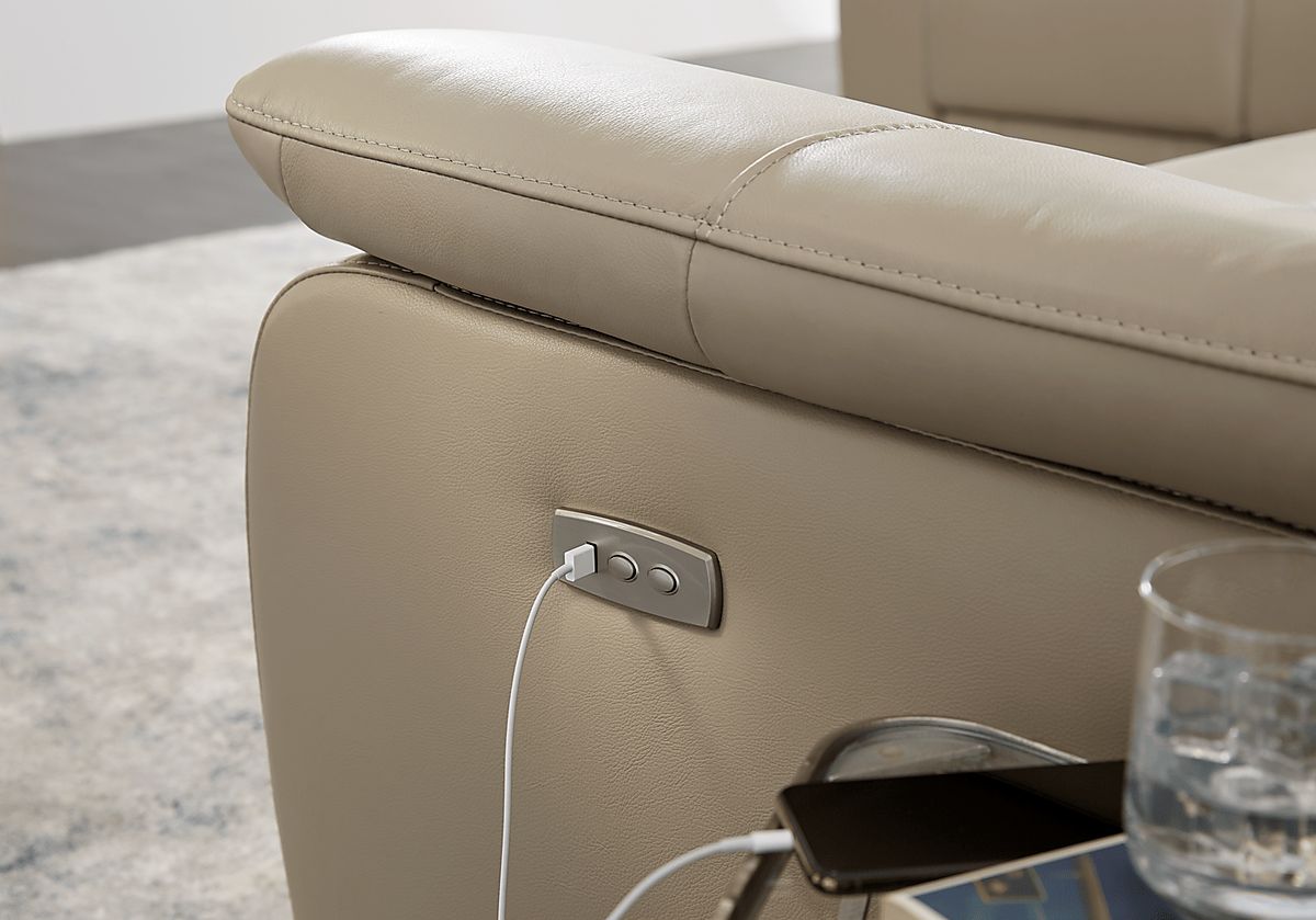 Torini 3 Pc Cream Beige Leather Power Reclining Living Room Set With