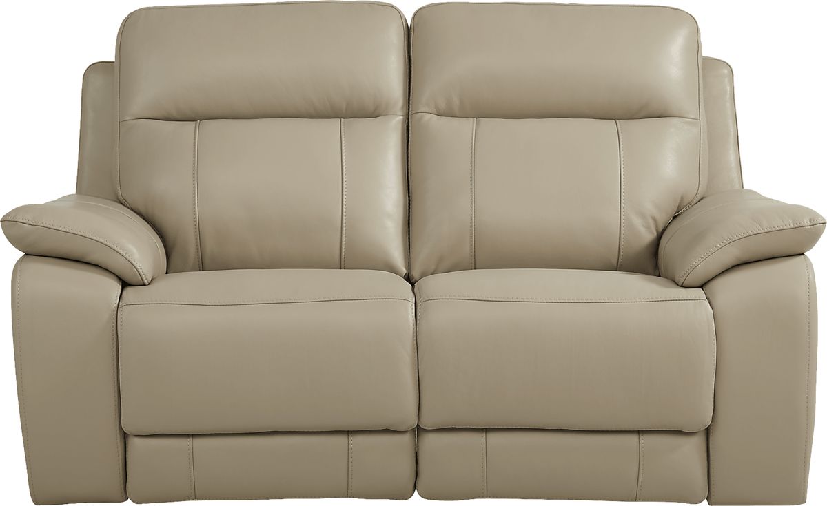 Torini Cream Beige Leather NonPower Reclining Loveseat Rooms to Go