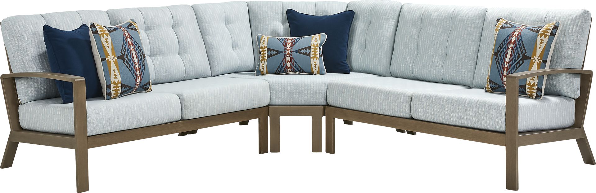 Torio Brown 3 Pc Outdoor Sectional with Lake Cushions - Image 1