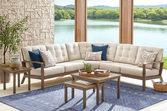 Torio Brown 3 Pc Outdoor Sectional with Malt Cushions