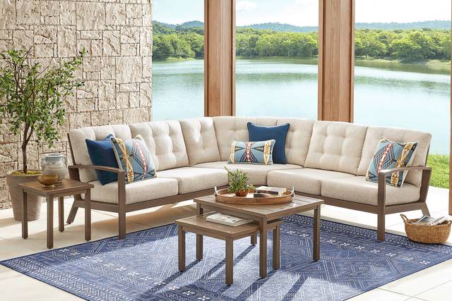 Torio Brown 3 Pc Outdoor Sectional with Malt Cushions - Thumbnail - Image 2
