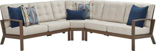 Torio Brown 3 Pc Outdoor Sectional with Malt Cushions - Thumbnail - Image 1