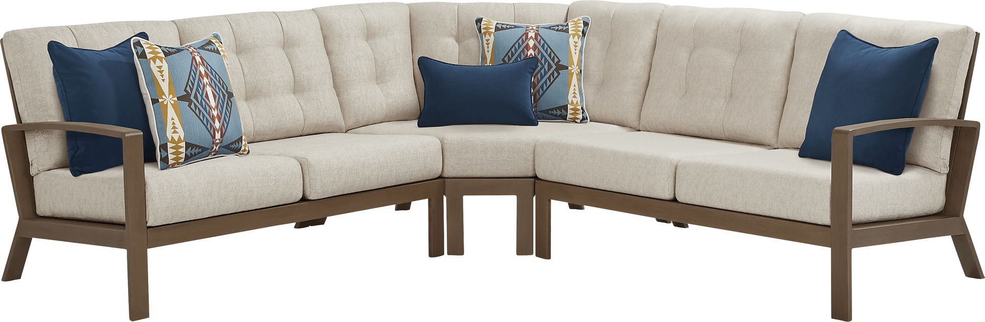 Torio Brown 3 Pc Outdoor Sectional with Malt Cushions - Image 1