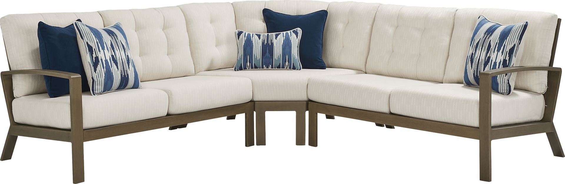 Torio Brown 3 Pc Outdoor Sectional with Oatmeal Cushions - Image 1