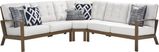 Torio Brown 3 Pc Outdoor Sectional with Silk-Colored Cushions