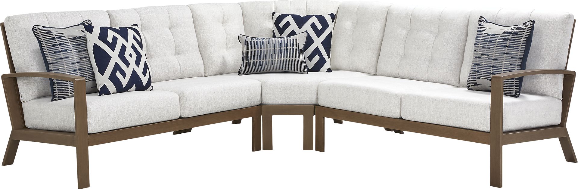 Torio Brown 3 Pc Outdoor Sectional with Silk-Colored Cushions - Image 1