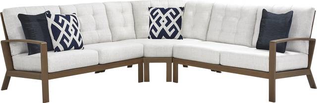 Torio Brown 3 Pc Outdoor Sectional with Silk-Colored Cushions - Thumbnail - Image 1