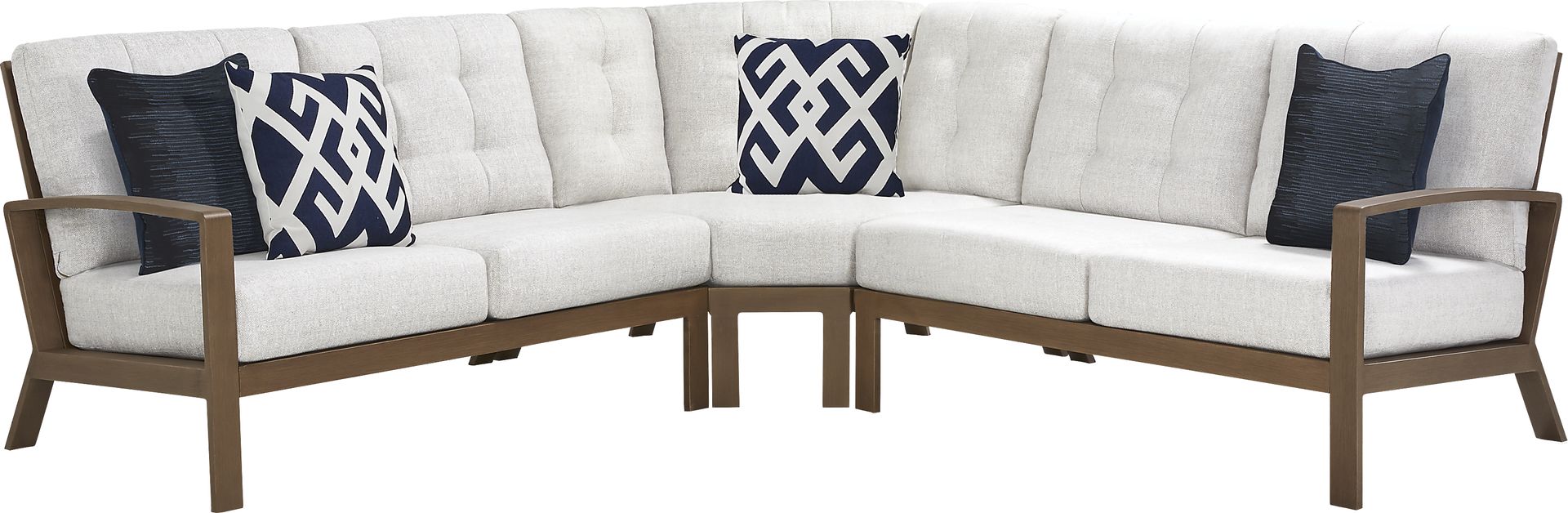 Torio Brown 3 Pc Outdoor Sectional with Silk-Colored Cushions - Image 1