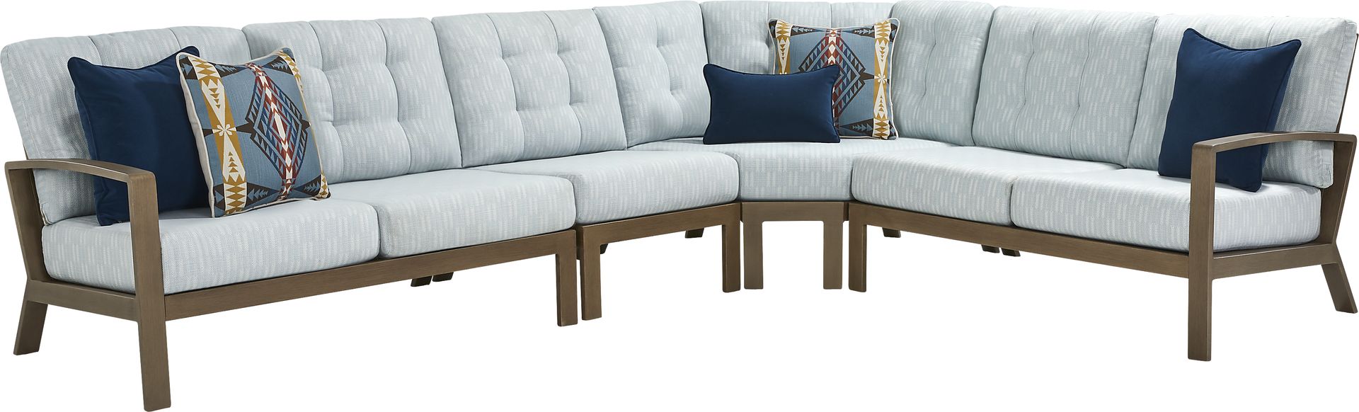 Torio Brown 4 Pc Outdoor Sectional with Lake Cushions - Image 1