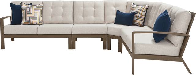 Torio Brown 4 Pc Outdoor Sectional with Malt Cushions - Thumbnail - Image 3