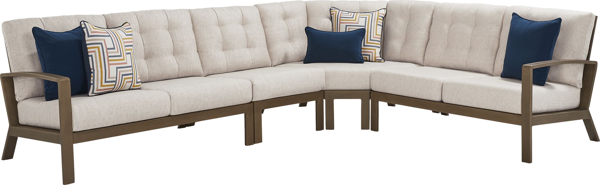 Torio Brown 4 Pc Outdoor Sectional with Malt Cushions - Image 1