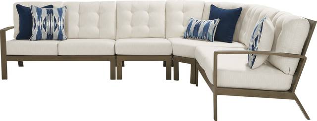 Torio Brown 4 Pc Outdoor Sectional with Oatmeal Cushions - Thumbnail - Image 3