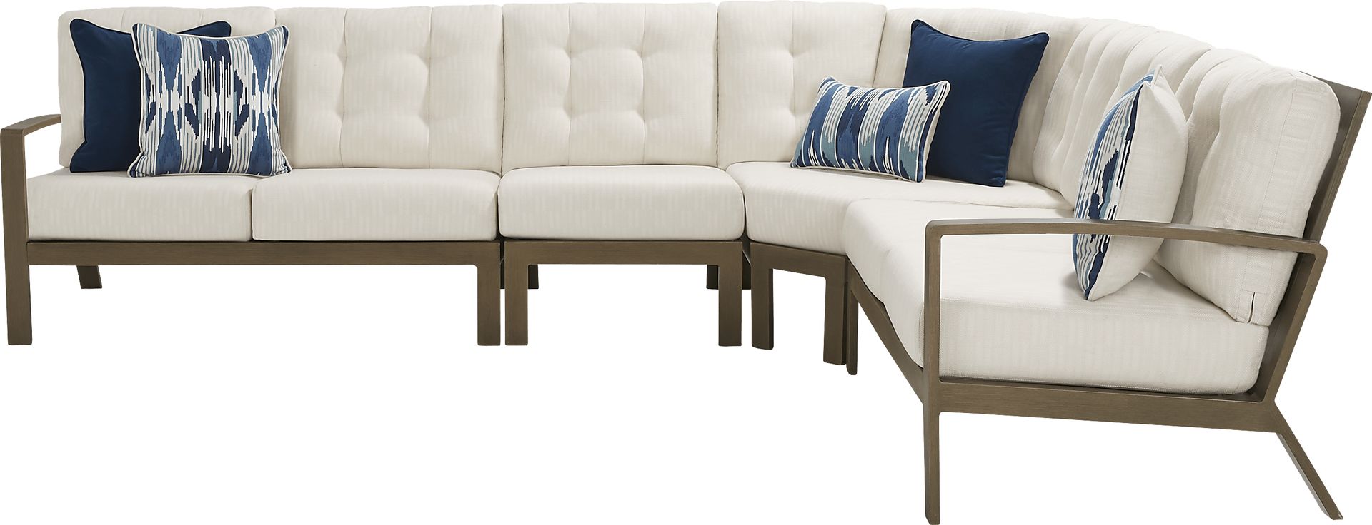 Torio Brown 4 Pc Outdoor Sectional with Oatmeal Cushions - Image 3