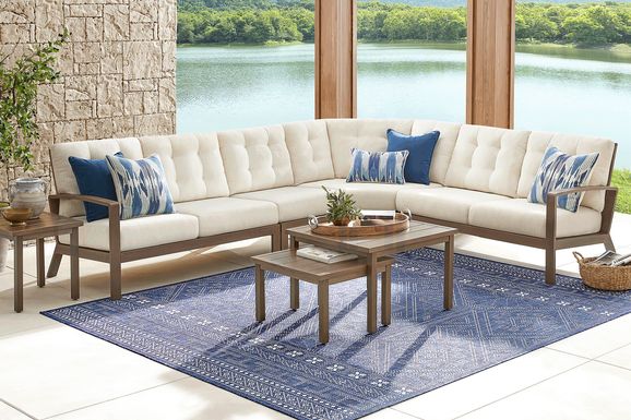 Torio Brown 4 Pc Outdoor Sectional with Oatmeal Cushions