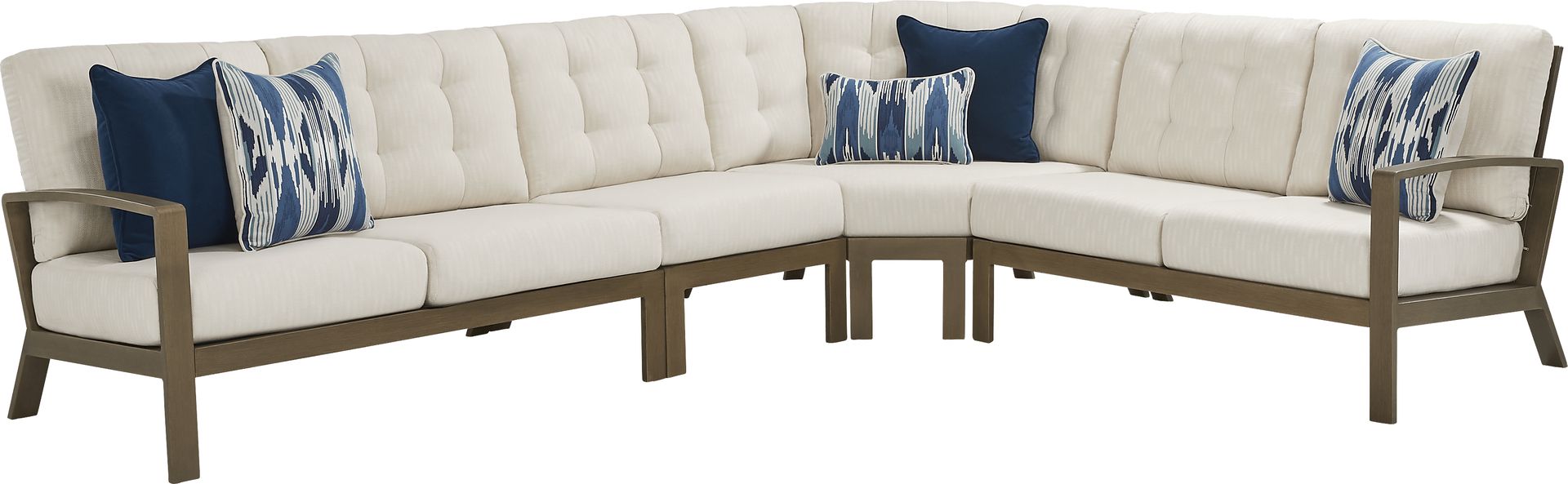 Torio Brown 4 Pc Outdoor Sectional with Oatmeal Cushions - Image 1