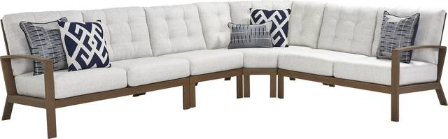 Torio Brown 4 Pc Outdoor Sectional with Silk-Colored Cushions - Thumbnail - Image 1