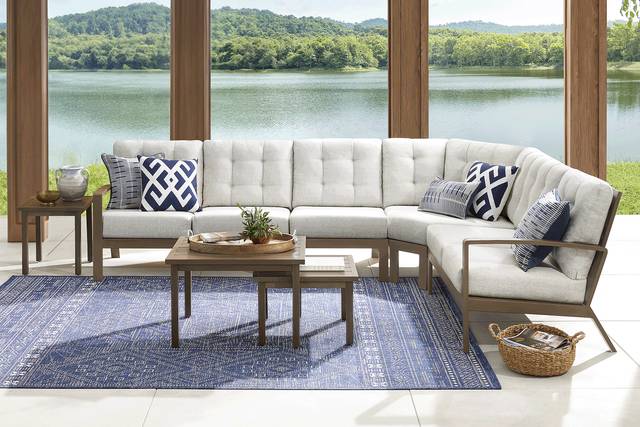 Torio Brown 4 Pc Outdoor Sectional with Silk-Colored Cushions - Thumbnail - Image 2