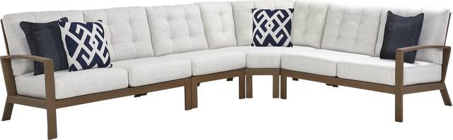 Torio Brown 4 Pc Outdoor Sectional with Silk-Colored Cushions - Thumbnail - Image 1