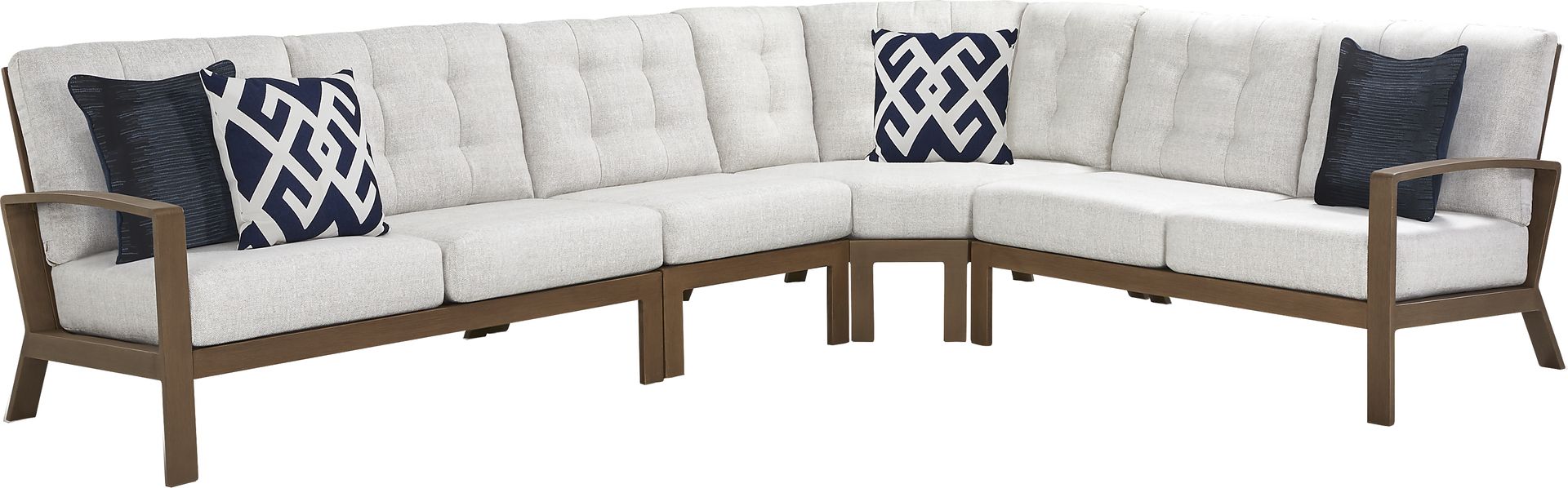 Torio Brown 4 Pc Outdoor Sectional with Silk-Colored Cushions - Image 1