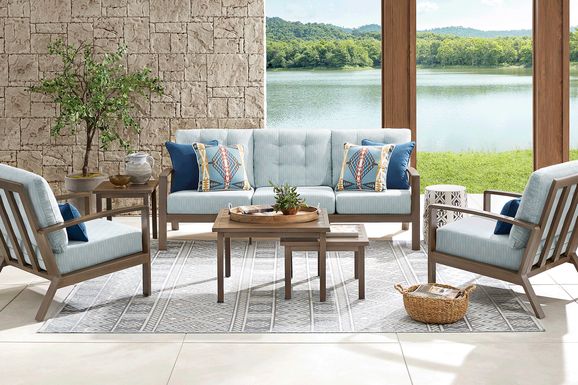 Torio Brown 5 Pc Outdoor Sofa Seating Set with Lake Cushions