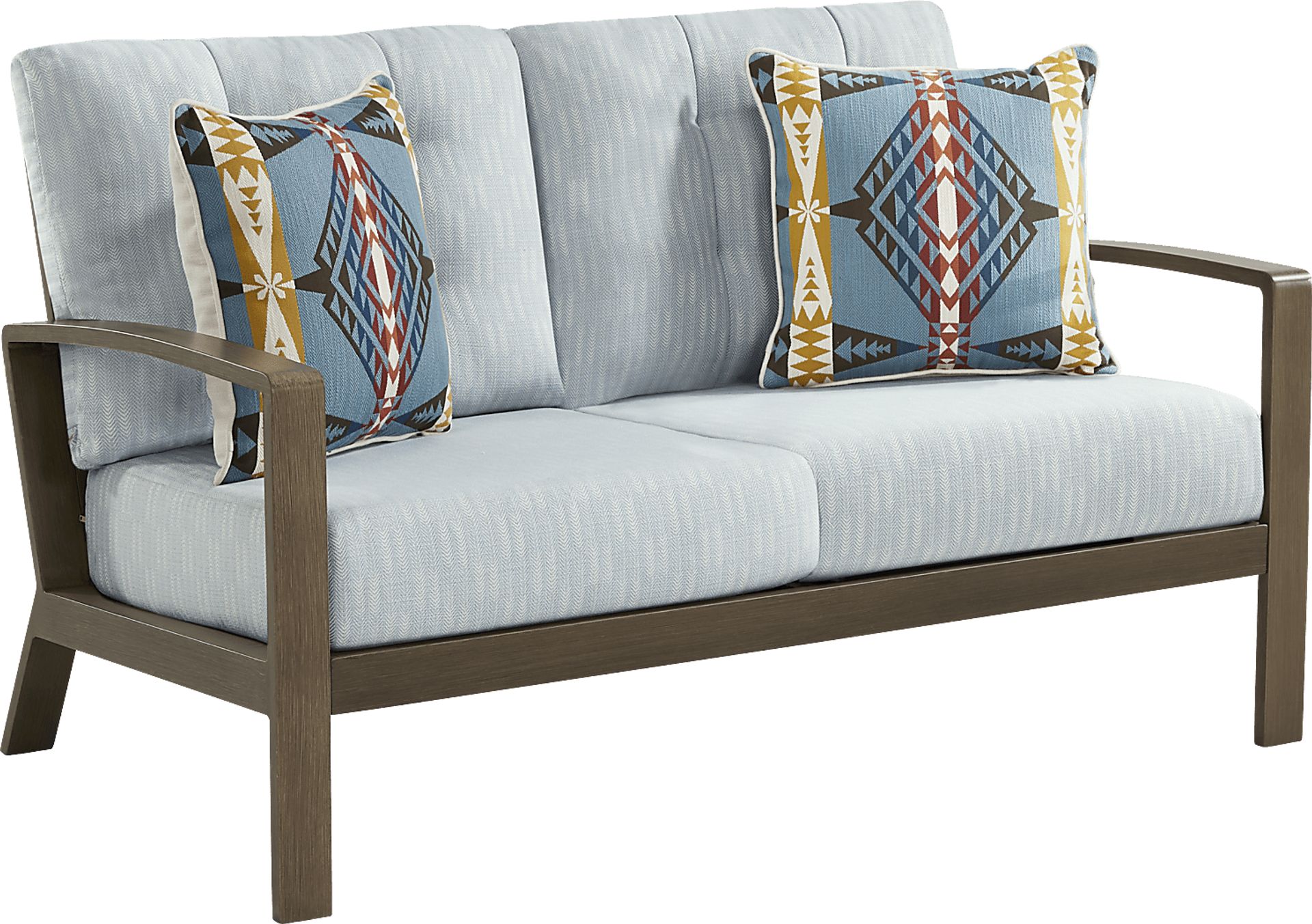 Torio Brown Outdoor Loveseat with Lake Cushions - Image 2
