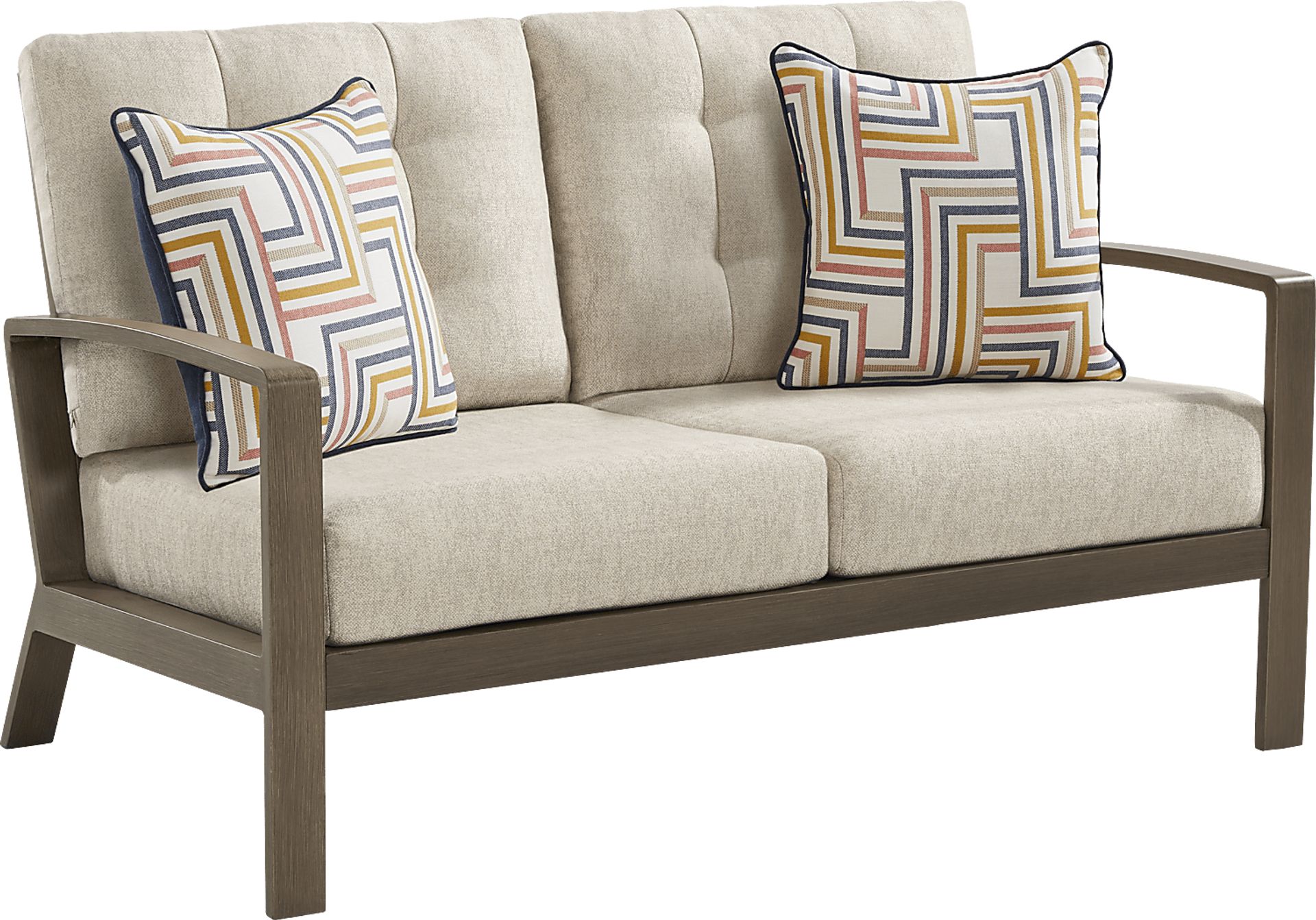 Torio Brown Outdoor Loveseat with Malt Cushions - Image 2