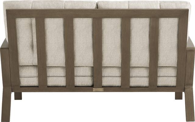 Torio Brown Outdoor Loveseat with Malt Cushions - Thumbnail - Image 3