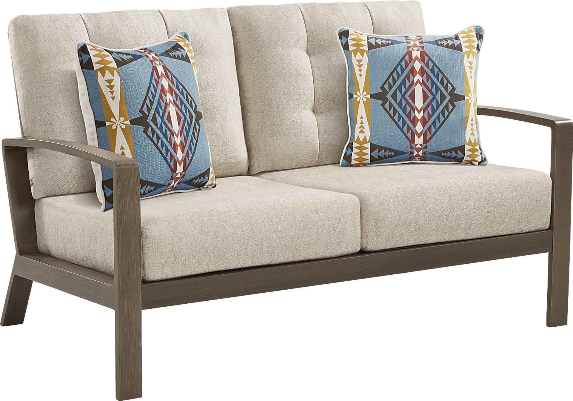 Torio Brown Outdoor Loveseat with Malt Cushions - Image 2