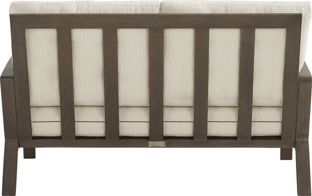 Torio Brown Outdoor Loveseat with Oatmeal Cushions - Thumbnail - Image 2