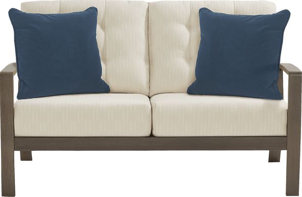 Torio Brown Outdoor Loveseat with Oatmeal Cushions