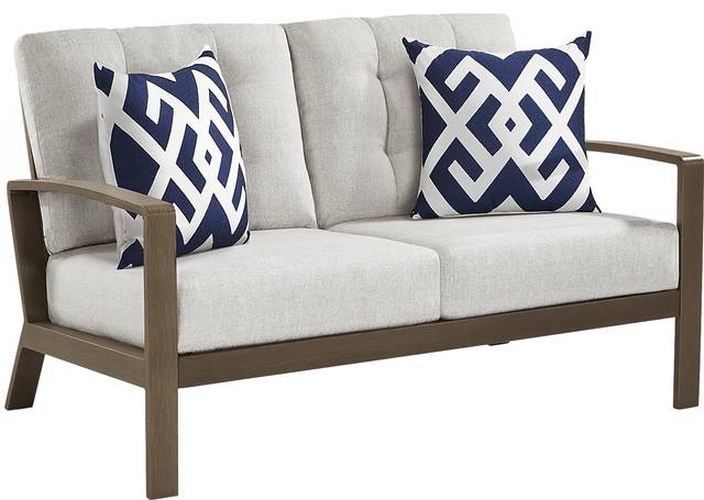 Torio Brown Outdoor Loveseat with Silk-Colored Cushions - Thumbnail - Image 2