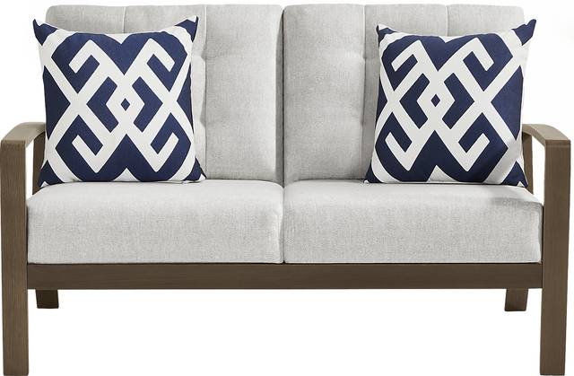 Torio Brown Outdoor Loveseat with Silk-Colored Cushions - Thumbnail - Image 1